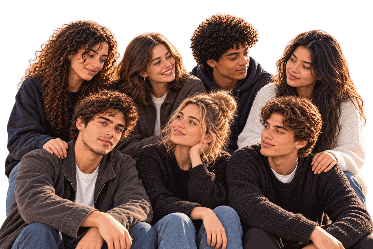Un gruppo di giovani seduti insieme